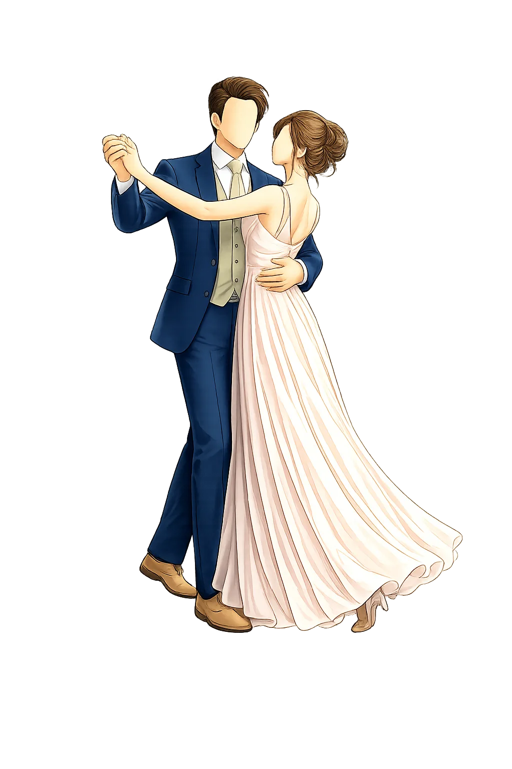 An illustration of the couple dancing